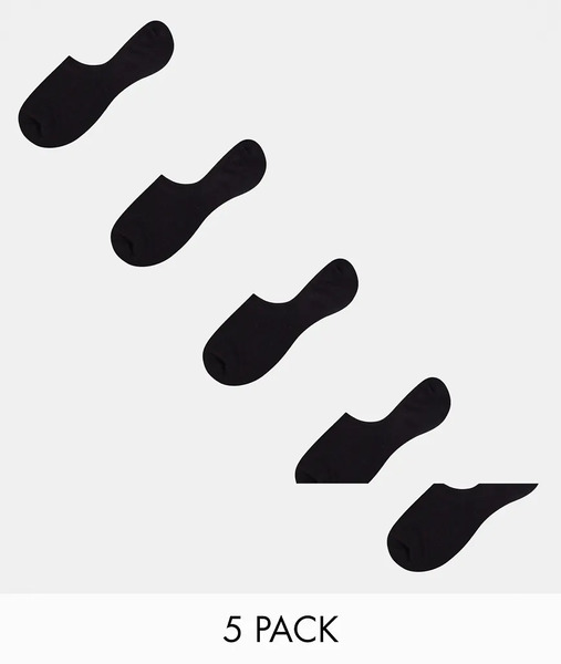 Jack & Jones Invisible Socks 5 Pack In Black 