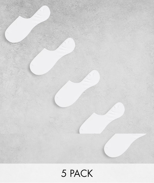  Jack & Jones Invisible Socks 5 Pack In White 