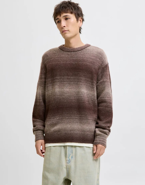  Jack & Jones Knitted Pullover In Deep Mahogany Brown 