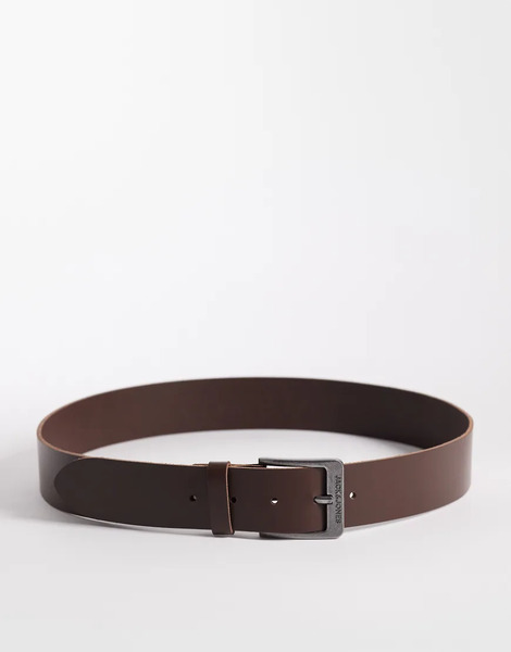  Jack & Jones Leather Belt In Brown 