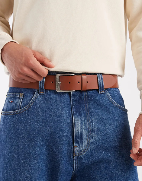  Jack & Jones Leather Belt In Tan Brown 