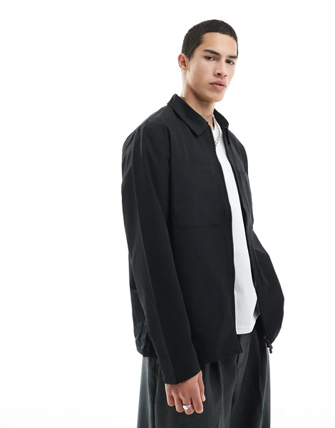  Jack & Jones Lightweight Shacket In Black 