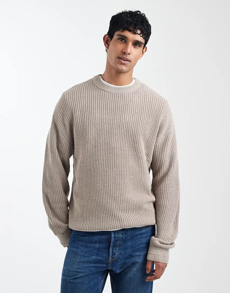  Jack & Jones Oversize Jumper In Beige Neutral 
