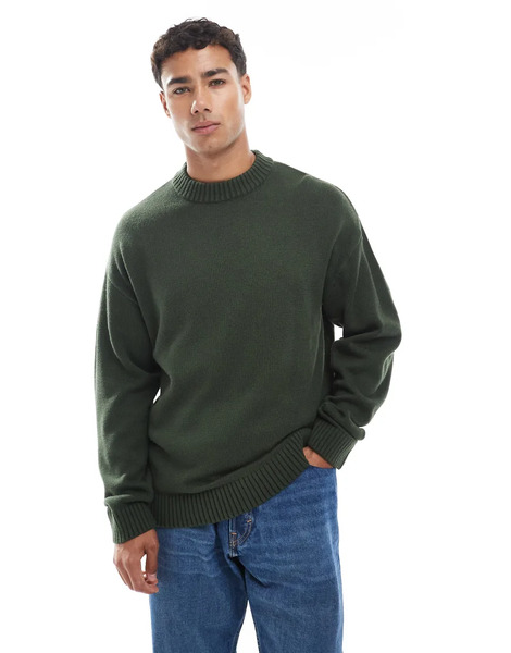  Jack & Jones Oversize Jumper In Khaki Green 