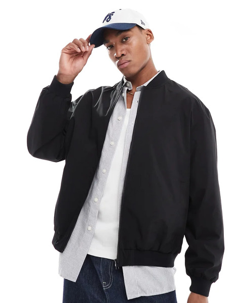  Jack & Jones Oversized Bomber Jacket In Black 