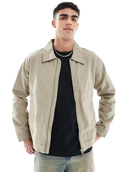  Jack & Jones Oversized Harrington Jacket In Cream White 