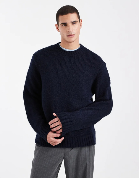  Jack & Jones Oversized Jumper In Dark Navy 