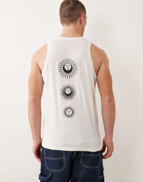  Jack & Jones Oversized Vest With Sun Back Print In White 