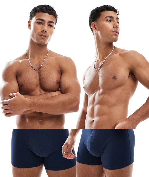  Jack & Jones 2 Pack Contrast Trunks In Navy 