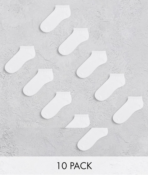  Jack & Jones 10 Pack Socks In White 