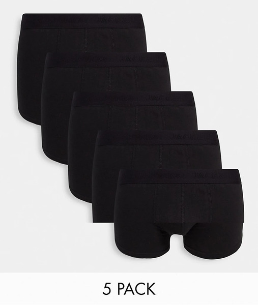 Jack & Jones 5 Pack Trunks In Black 