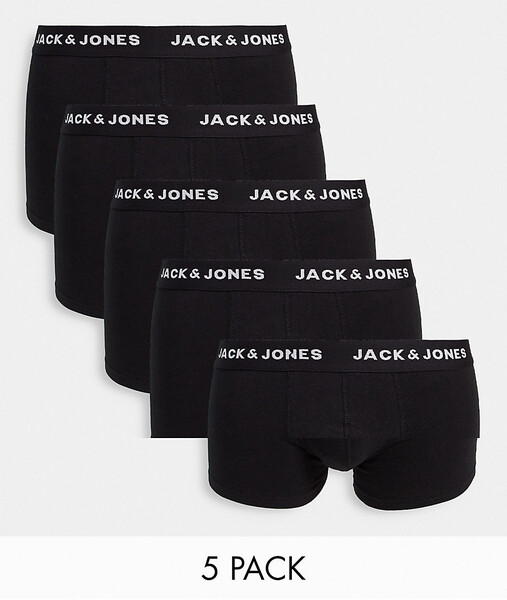  Jack & Jones 5 Pack Trunks In Black 