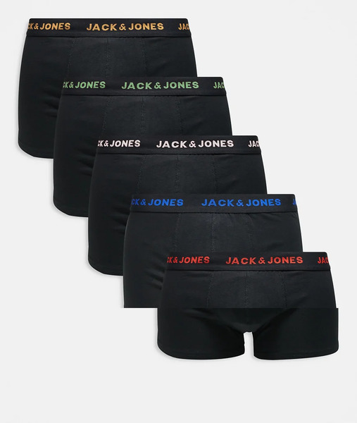  Jack & Jones 5 Pack Trunks In Black 
