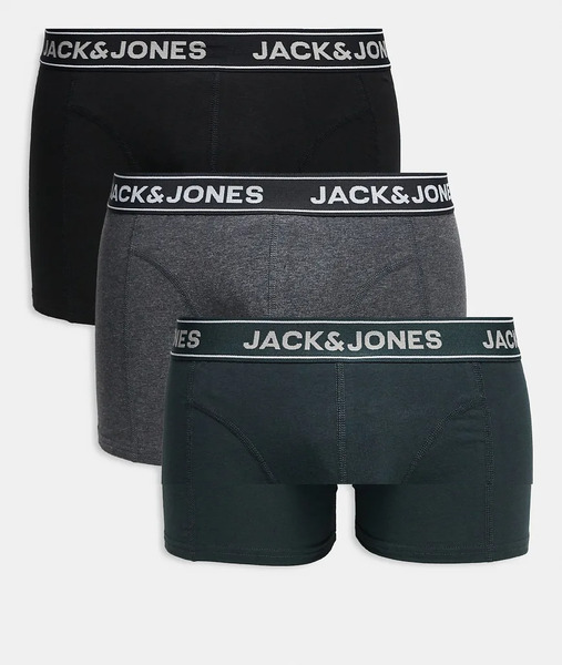  Jack & Jones 3 Pack Trunks In Grey 