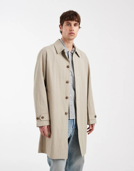  Jack & Jones Premium Mac Coat In Beige Neutral 