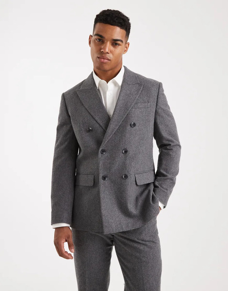 Jack & Jones Premium Relaxed Wool Suit Jacket In Grey 