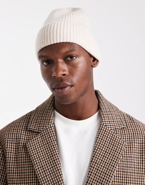  Jack & Jones Premium Wool Blend Beanie In Beige Neutral 