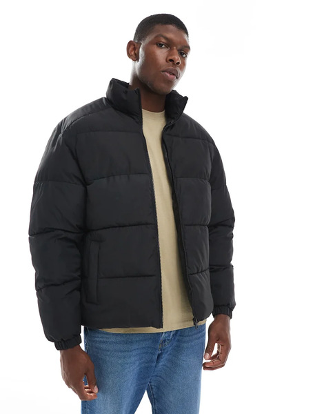  Jack & Jones Puffer Jacket In Black 
