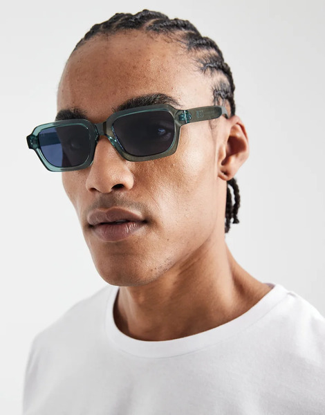  Jack & Jones Rectangle Sunglasses In Green 