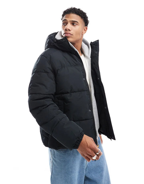  Jack & Jones Short Puffer Jacket In Black 