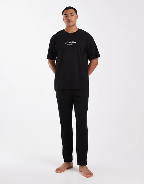  Jack & Jones T Shirt Lounge Set In Black 