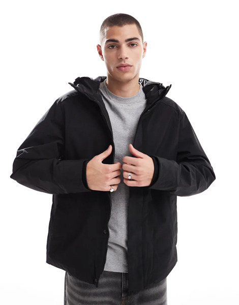  Jack & Jones Technical Parka With Padded Lining In Black 