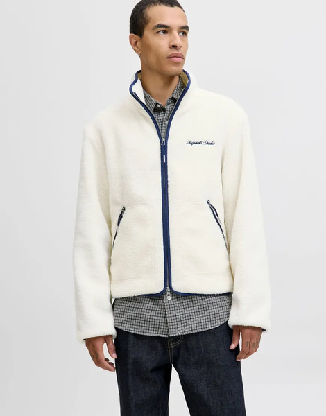  Jack & Jones Teddy Jacket In Ocean Cavern Blue 