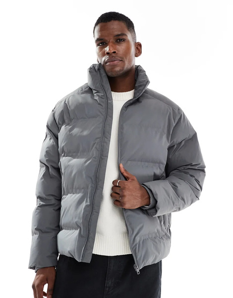  Jack & Jones Thick Puffer Jacket In Grey 