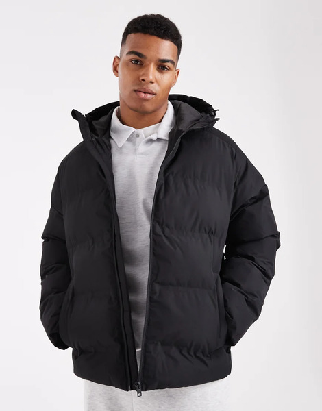 Jack & Jones Thick Puffer Jacket With Hood In Black 