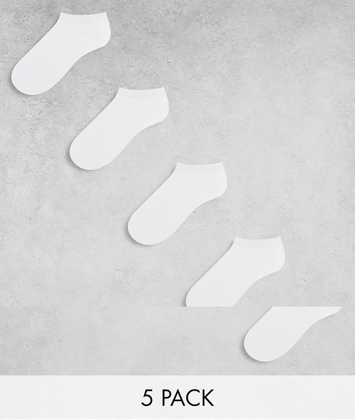 Jack & Jones Trainer Socks 5 Pack In White 