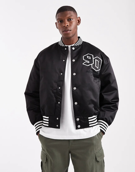  Jack & Jones Varsity Bomber In Black 