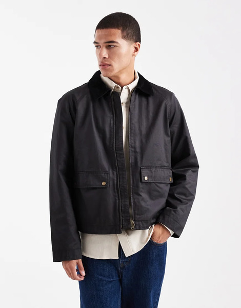  Jack & Jones Wax Jacket In Black 
