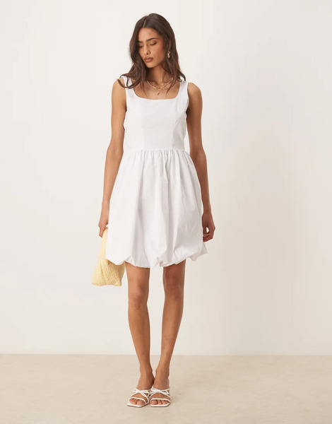  Jdy Bubble Hem Mini Dress In White 