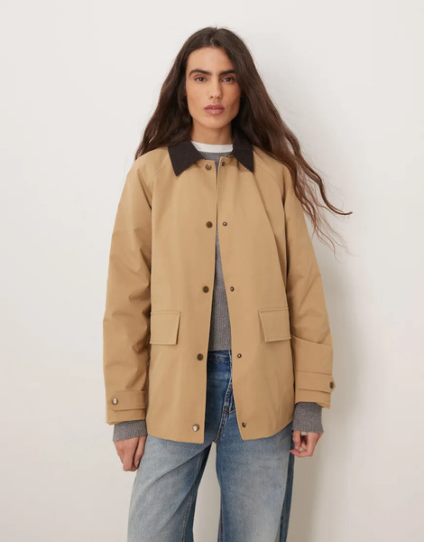  Jdy Cord Collar Barn Jacket In Light Brown 