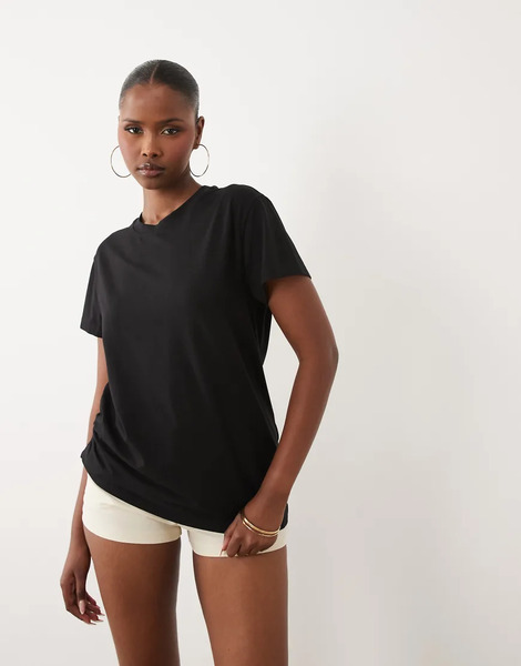  Jdy Drop Shoulder Asymmetric Top In Black 