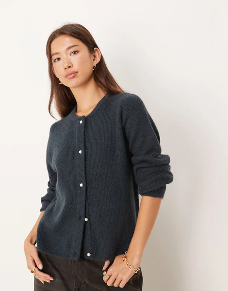  Jdy Lightweight Ribbed Cardigan In Navy 