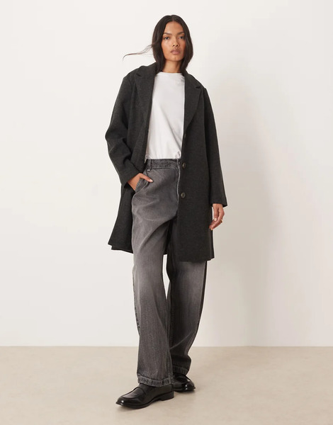  Jdy Longline Coat In Black 