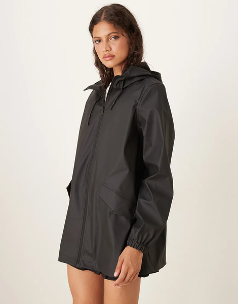  Jdy Longline Hooded Raincoat In Black 