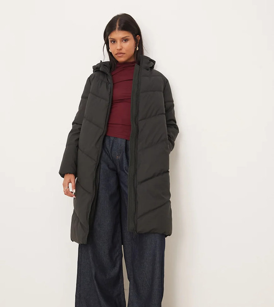  Jdy Longline Padded Coat In Black 