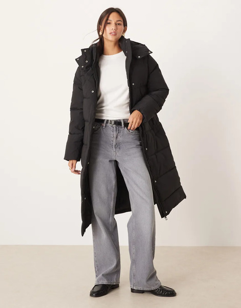  Jdy Longline Padded Coat In Black 