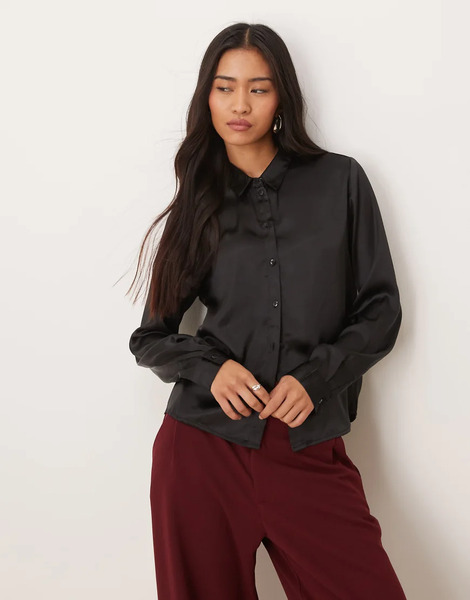  Jdy Satin Shirt In Black 