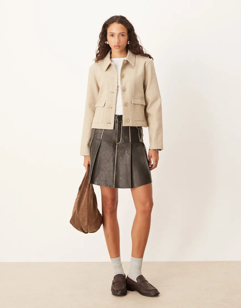  Jdy Short Smart Jacket In Beige Neutral 