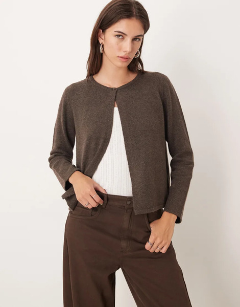  Jdy Single Button Cardigan In Brown 