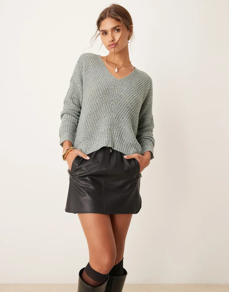  Jdy Slouchy Longline Jumper With Side Split Light Blue 