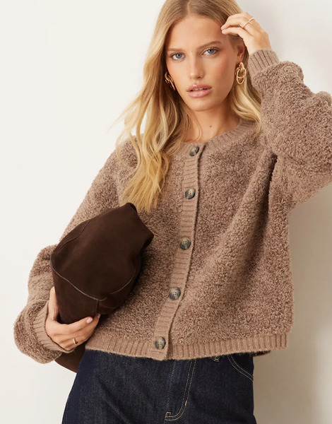  Jdy Teddy Cardigan In Light Brown 
