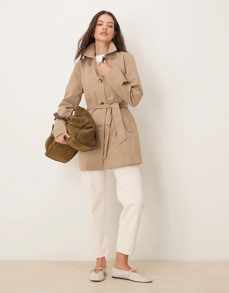 Jdy Trench Coat In Light Brown 