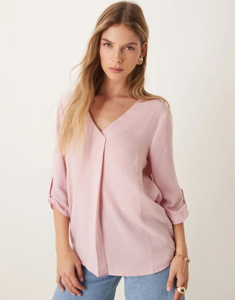  Jdy V Neck Blouse In Light Pink 