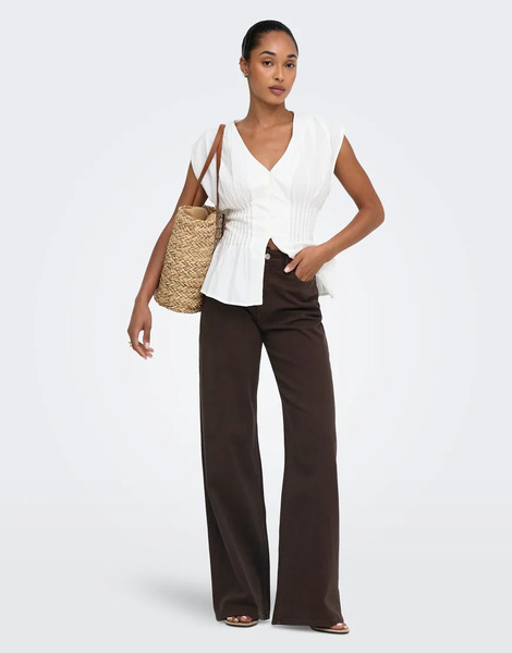  Jdy Wide Fit Jeans In Chocolate Brown 