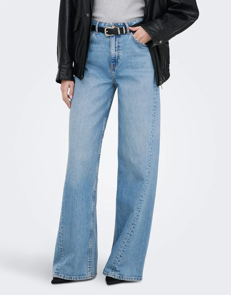  Jdy Wide Fit Jeans In Light Blue Denim 