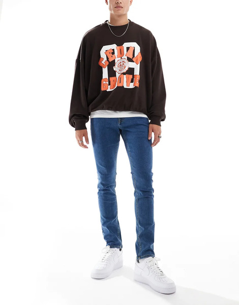  Jj Rebel Luke Slim Fit Jeans In Mid Blue 
